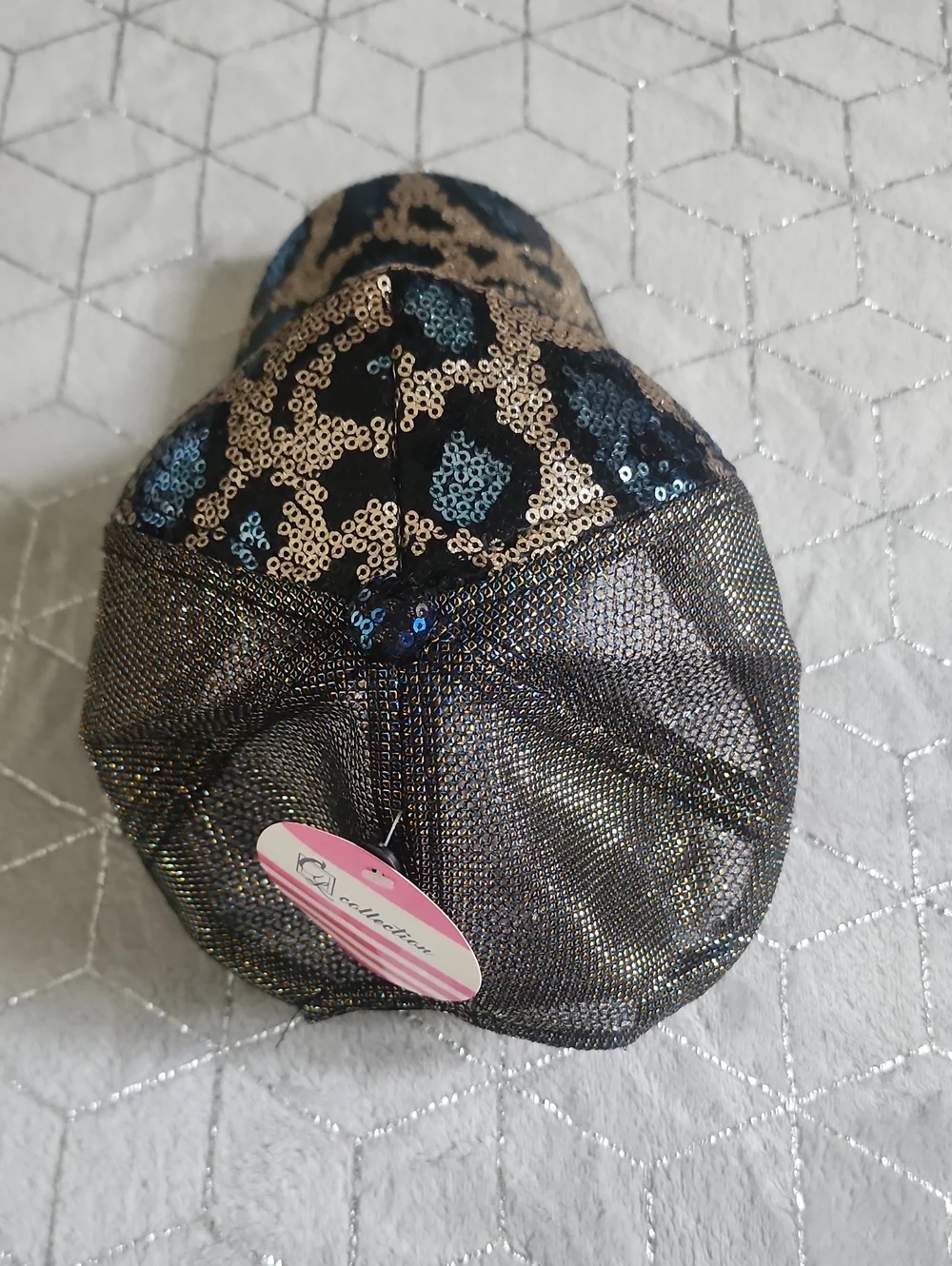 CAP | Blue and Gold Sequined Leopard-print Baseball Cap